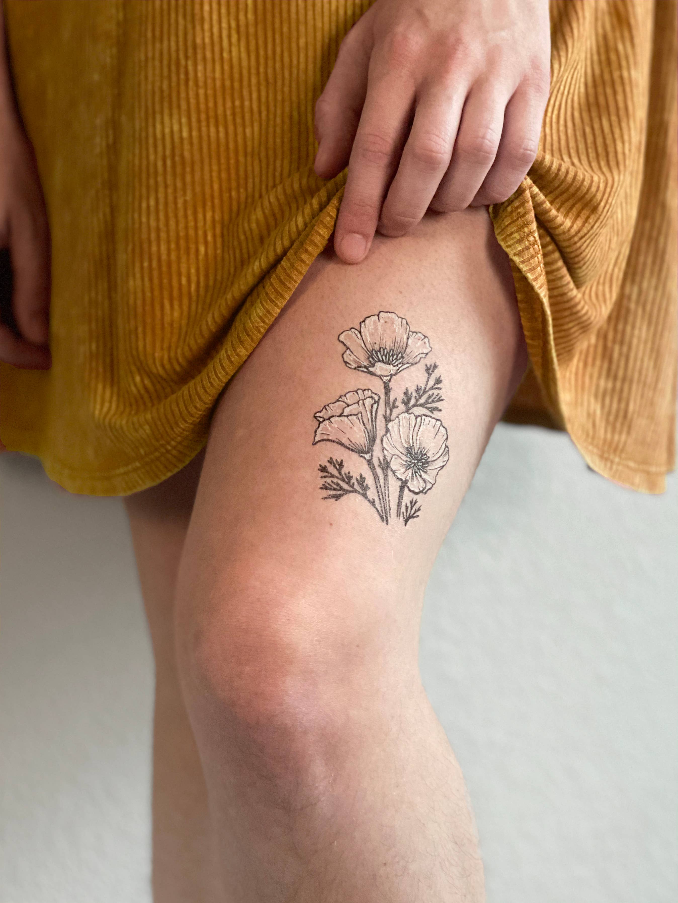 Golden Poppy Temporary Tattoo – Storm and Sky Shoppe